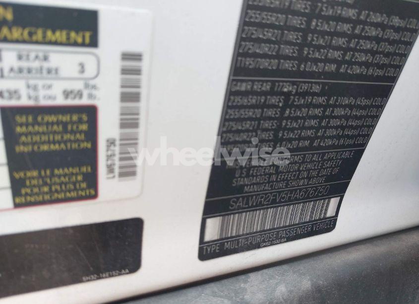 Photo 9 of 2017 Land Rover RANGE ROVER SPORT 3.0L V6 SUPERCHARGED HSE (VIN SALWR2FV5HA676750)