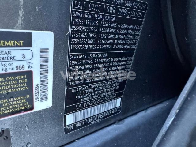 Photo 6 of 2016 LAND ROVER RANGE ROVER SPORT HSE (VIN SALWR2KF8GA630584)