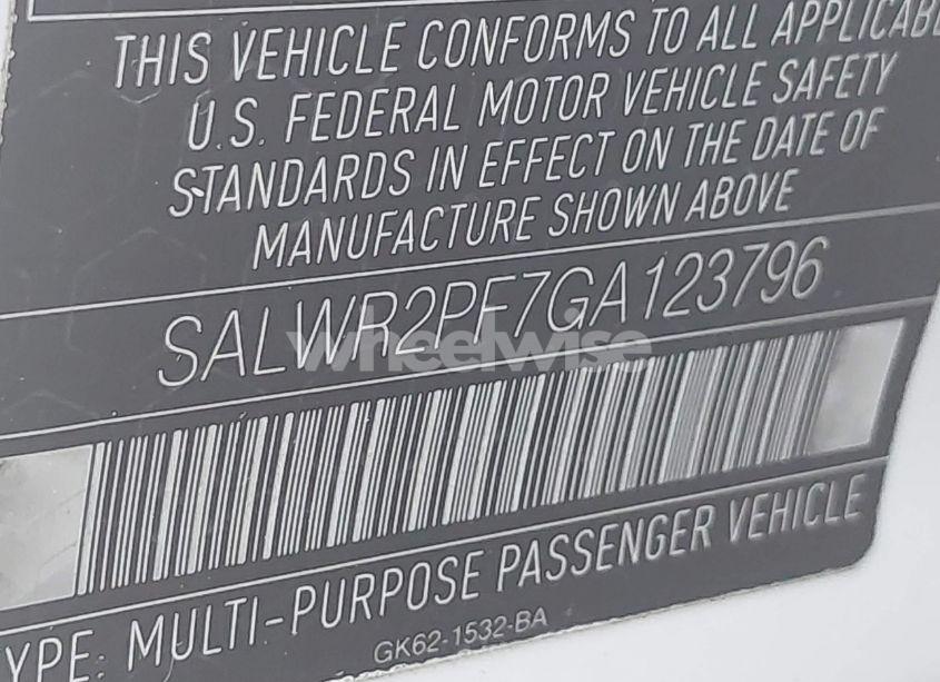 Photo 9 of 2016 Land Rover RANGE ROVER SPORT 3.0L V6 SUPERCHARGED HSE (VIN SALWR2PF7GA123796)