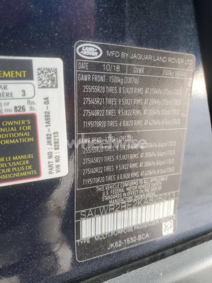 Photo 12 of 2019 LAND ROVER RANGE ROVER SPORT SUPERCHARGED DYNAMIC (VIN SALWR2RE2KA828213)