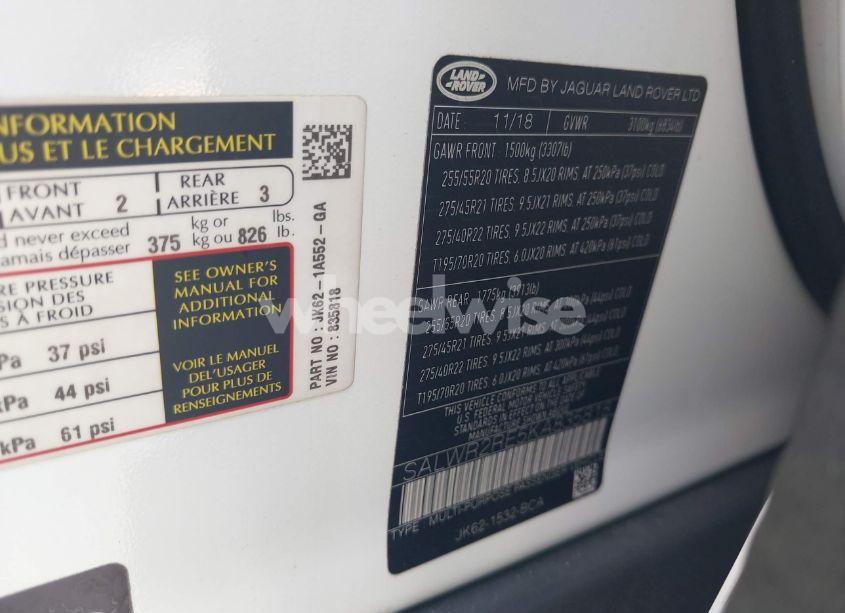 Photo 9 of 2019 Land Rover RANGE ROVER SPORT (VIN SALWR2RE5KA835818)