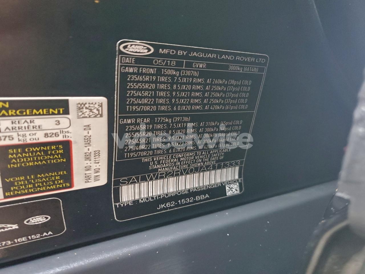 Photo 13 of 2018 LAND ROVER RANGE ROVER SPORT HSE (VIN SALWR2RV0JA411333)