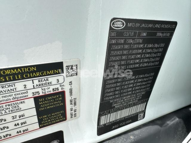 Photo 9 of 2018 LAND ROVER RANGE ROVER SPORT HSE (VIN SALWR2RV9JA198012)