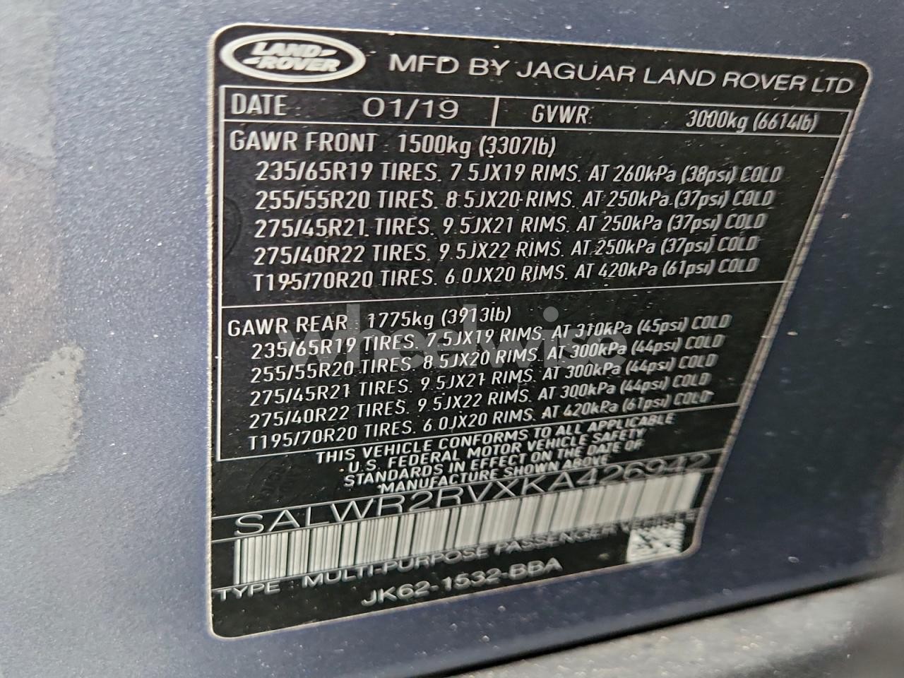 Photo 14 of 2019 LAND ROVER RANGE ROVER SPORT HSE (VIN SALWR2RVXKA426942)