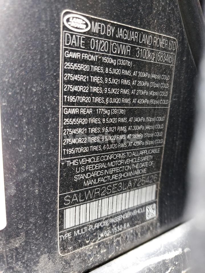 Photo 13 of 2020 LAND ROVER RANGE ROVER SPORT P525 HSE (VIN SALWR2SE3LA725426)