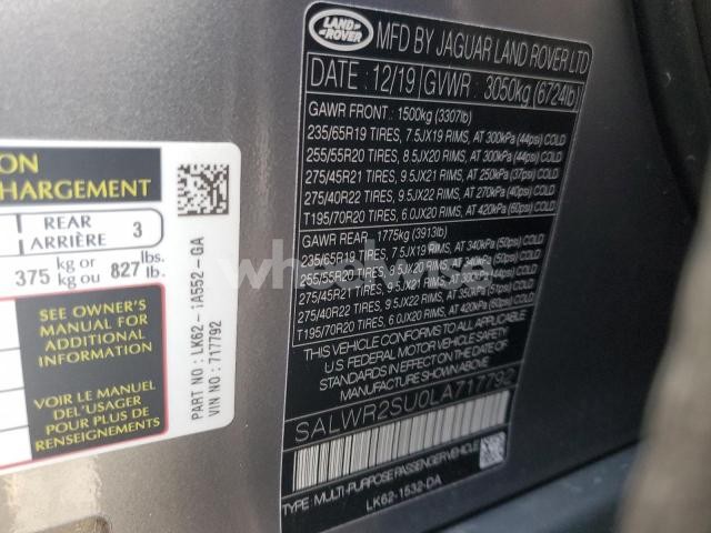 2020 LAND ROVER RANGE ROVER SPORT HSE (VIN SALWR2SU0LA717792) main photo