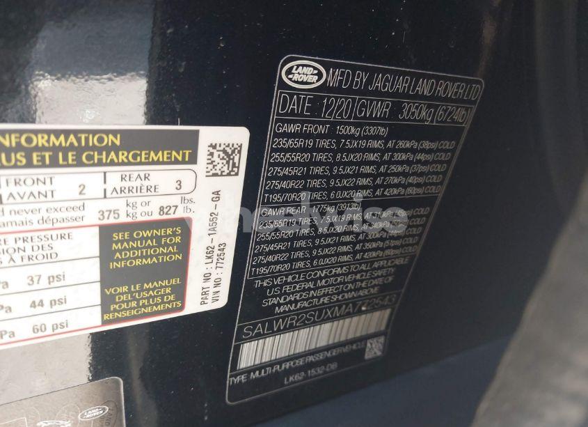 Photo 9 of 2021 Land Rover RANGE ROVER SPORT HSE SILVER EDITION MHEV (VIN SALWR2SUXMA772543)