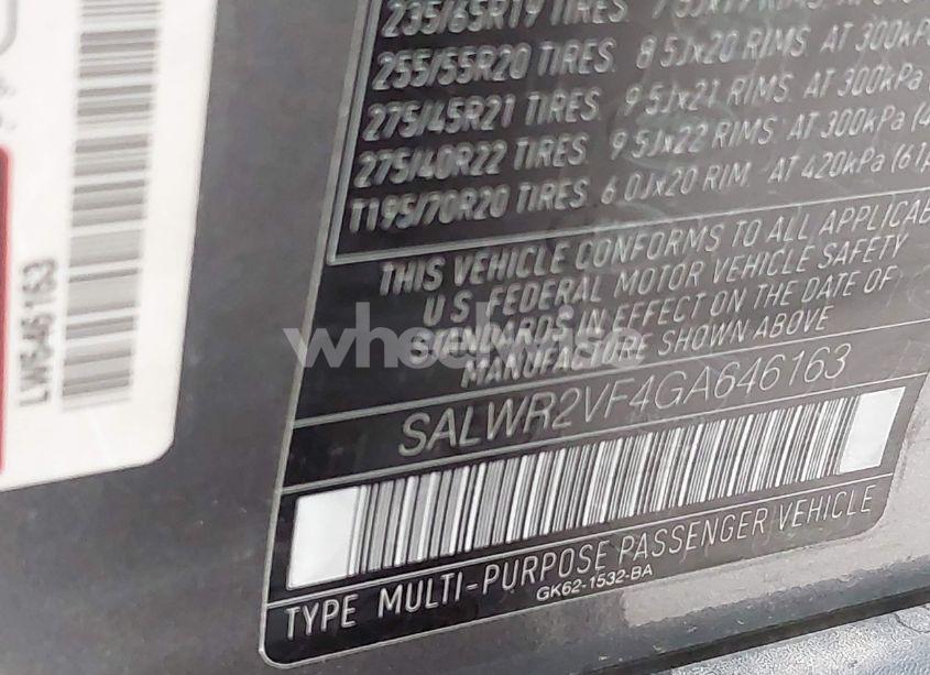 Photo 9 of 2016 Land Rover RANGE ROVER SPORT 3.0L V6 SUPERCHARGED HSE (VIN SALWR2VF4GA646163)