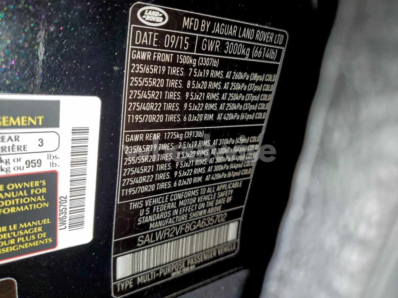 Photo 13 of 2016 LAND ROVER RANGE ROVER SPORT HSE (VIN SALWR2VF8GA635702)