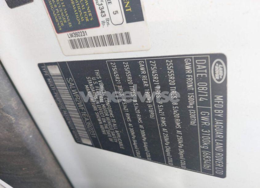 Photo 9 of 2014 Land Rover RANGE ROVER SPORT 3.0L V6 SUPERCHARGED HSE (VIN SALWR2WF1EA392231)