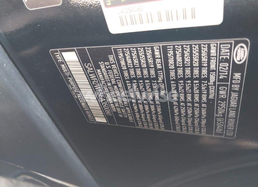 Photo 9 of 2014 Land Rover RANGE ROVER SPORT 3.0L V6 SUPERCHARGED HSE (VIN SALWR2WF5EA350080)