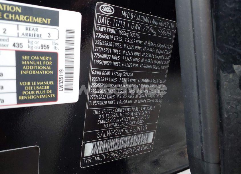 Photo 9 of 2014 Land Rover RANGE ROVER SPORT 3.0L V6 SUPERCHARGED HSE (VIN SALWR2WF8EA335119)