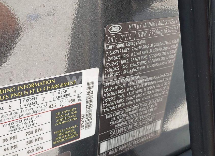 Photo 9 of 2014 Land Rover RANGE ROVER SPORT 3.0L V6 SUPERCHARGED HSE (VIN SALWR2WF9EA342547)