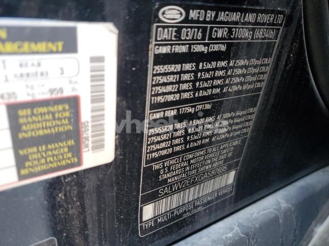 2016 LAND ROVER RANGE ROVER SPORT AUTOBIOGRAPHY N/A (VIN SALWV2EFXGA587695) main photo