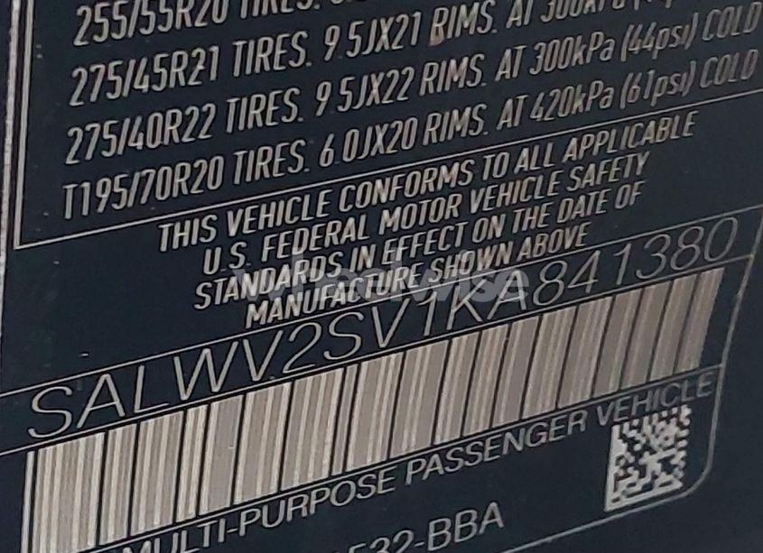 Photo 9 of 2019 Land Rover RANGE ROVER SPORT HSE DYNAMIC (VIN SALWV2SV1KA841380)