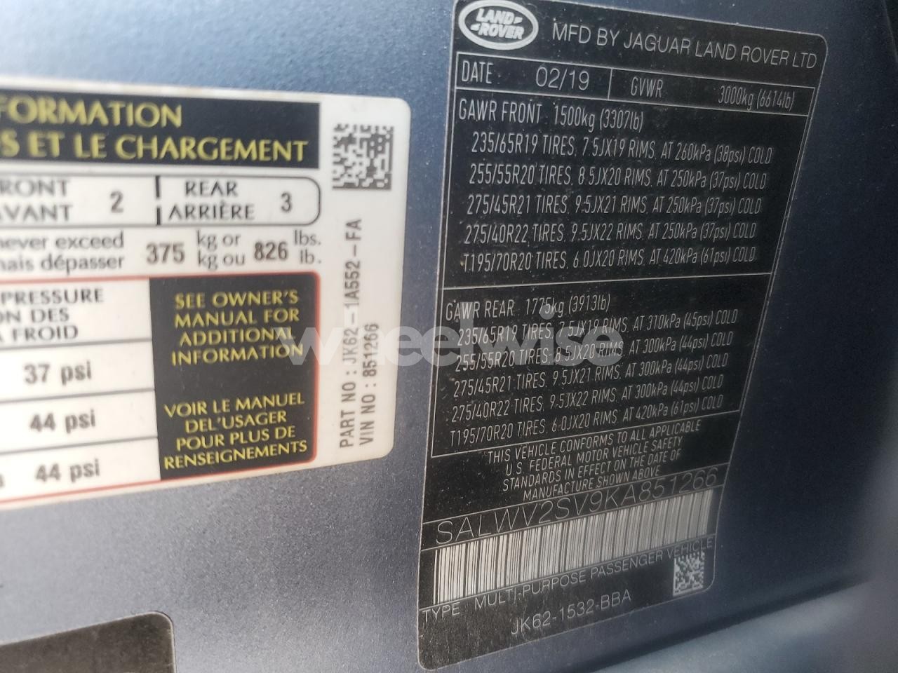 Photo 13 of 2019 LAND ROVER RANGE ROVER SPORT HSE DYNAMIC (VIN SALWV2SV9KA851266)