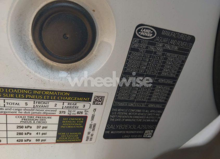 Photo 9 of 2020 Land Rover RANGE ROVER VELAR P250 S (VIN SALYB2EX3LA292863)