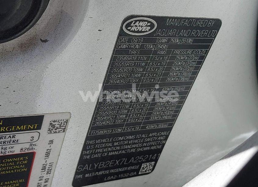 Photo 9 of 2020 Land Rover RANGE ROVER VELAR P250 S (VIN SALYB2EX7LA252141)