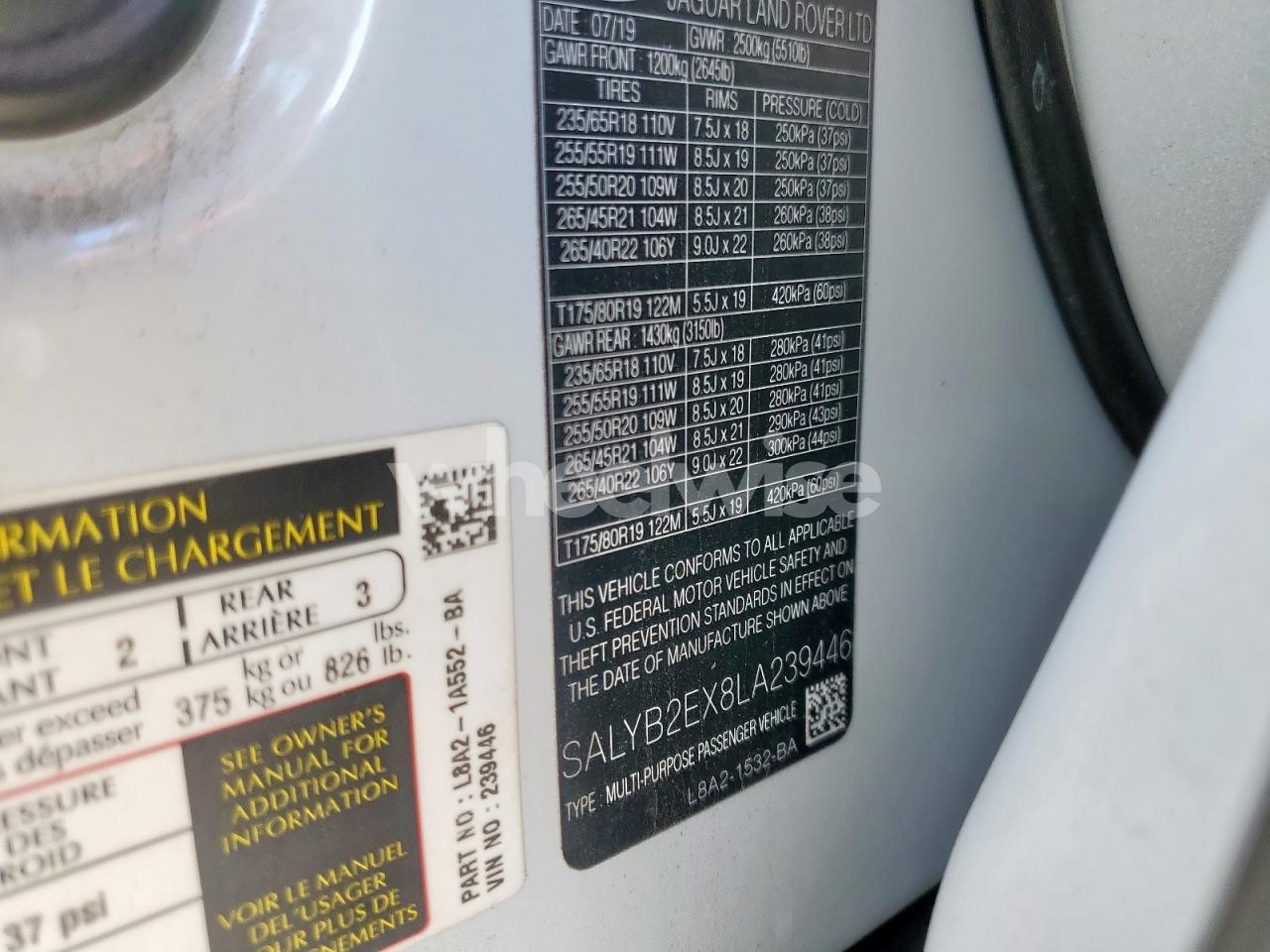 Photo 13 of 2020 LAND ROVER RANGE ROVER VELAR S (VIN SALYB2EX8LA239446)