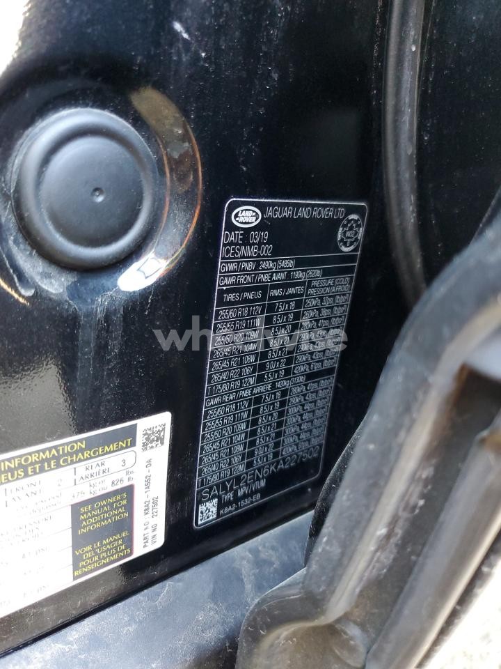 Photo 13 of 2019 LAND ROVER RANGE ROVER VELAR R-DYNAMIC SE N/A (VIN SALYL2EN6KA227502)