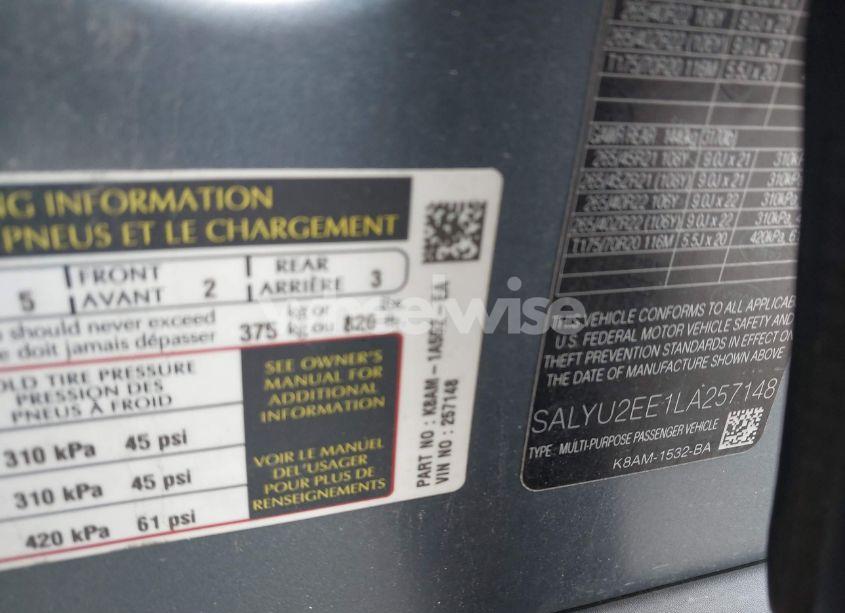 Photo 9 of 2020 Land Rover RANGE ROVER VELAR SVAUTOBIOGRAPHY DYNAMIC (VIN SALYU2EE1LA257148)