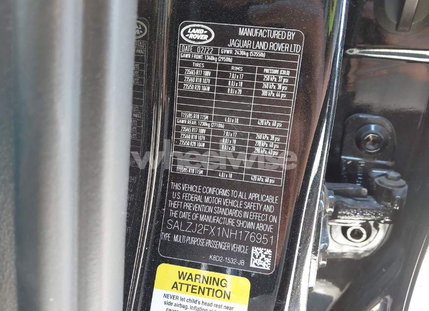 Photo 9 of 2022 Land Rover RANGE ROVER EVOQUE S (VIN SALZJ2FX1NH176951)