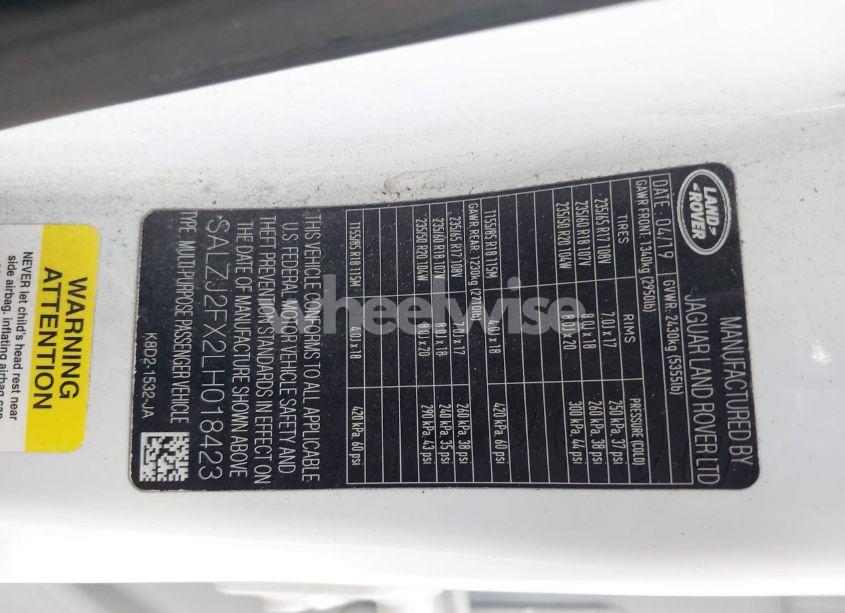 Photo 9 of 2020 Land Rover RANGE ROVER EVOQUE S (VIN SALZJ2FX2LH018423)