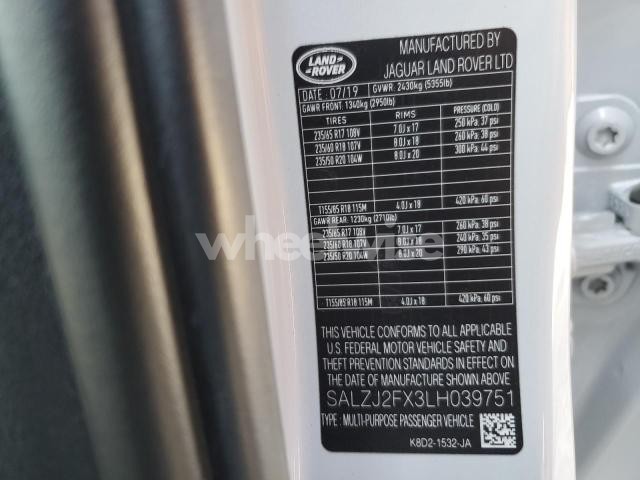 Photo 3 of 2020 LAND ROVER RANGE ROVER EVOQUE S (VIN SALZJ2FX3LH039751)