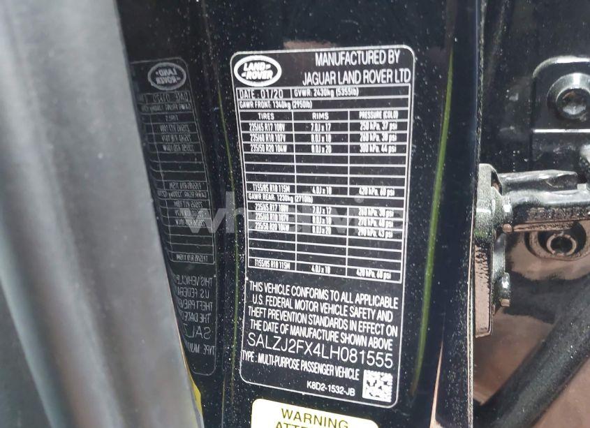 Photo 9 of 2020 Land Rover RANGE ROVER EVOQUE S (VIN SALZJ2FX4LH081555)