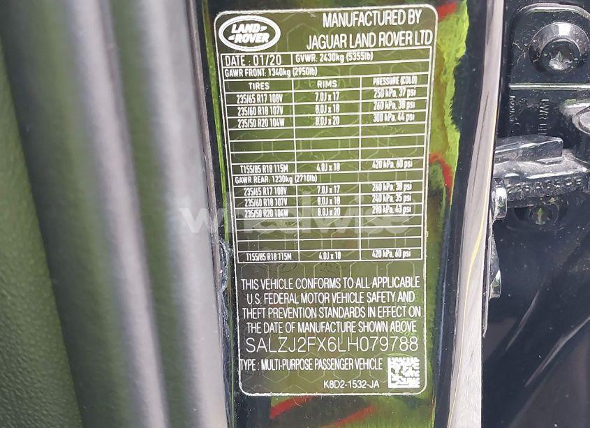 Photo 9 of 2020 Land Rover RANGE ROVER EVOQUE S (VIN SALZJ2FX6LH079788)