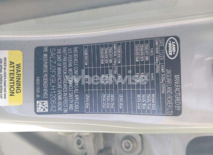 Photo 9 of 2020 Land Rover RANGE ROVER EVOQUE S (VIN SALZJ2FX9LH120642)