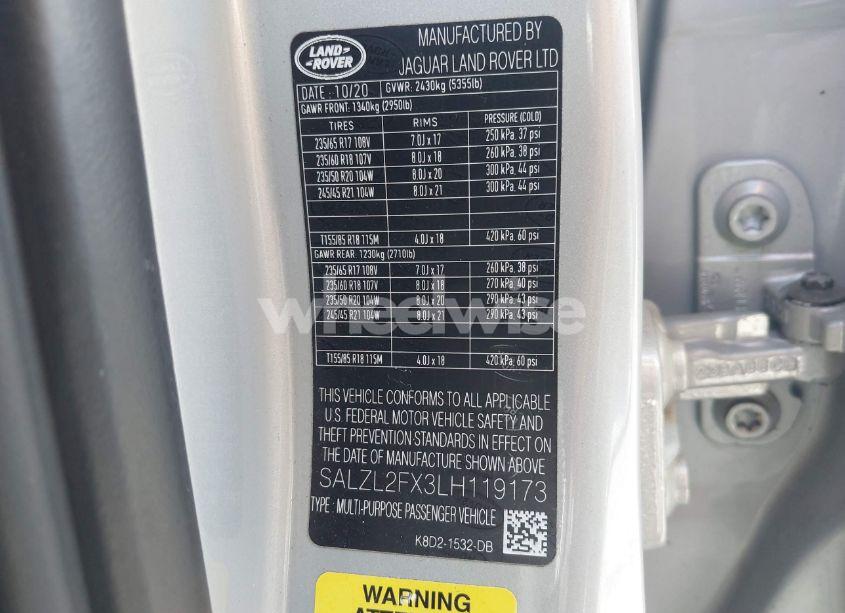 Photo 9 of 2020 Land Rover RANGE ROVER EVOQUE FIRST EDITION (VIN SALZL2FX3LH119173)