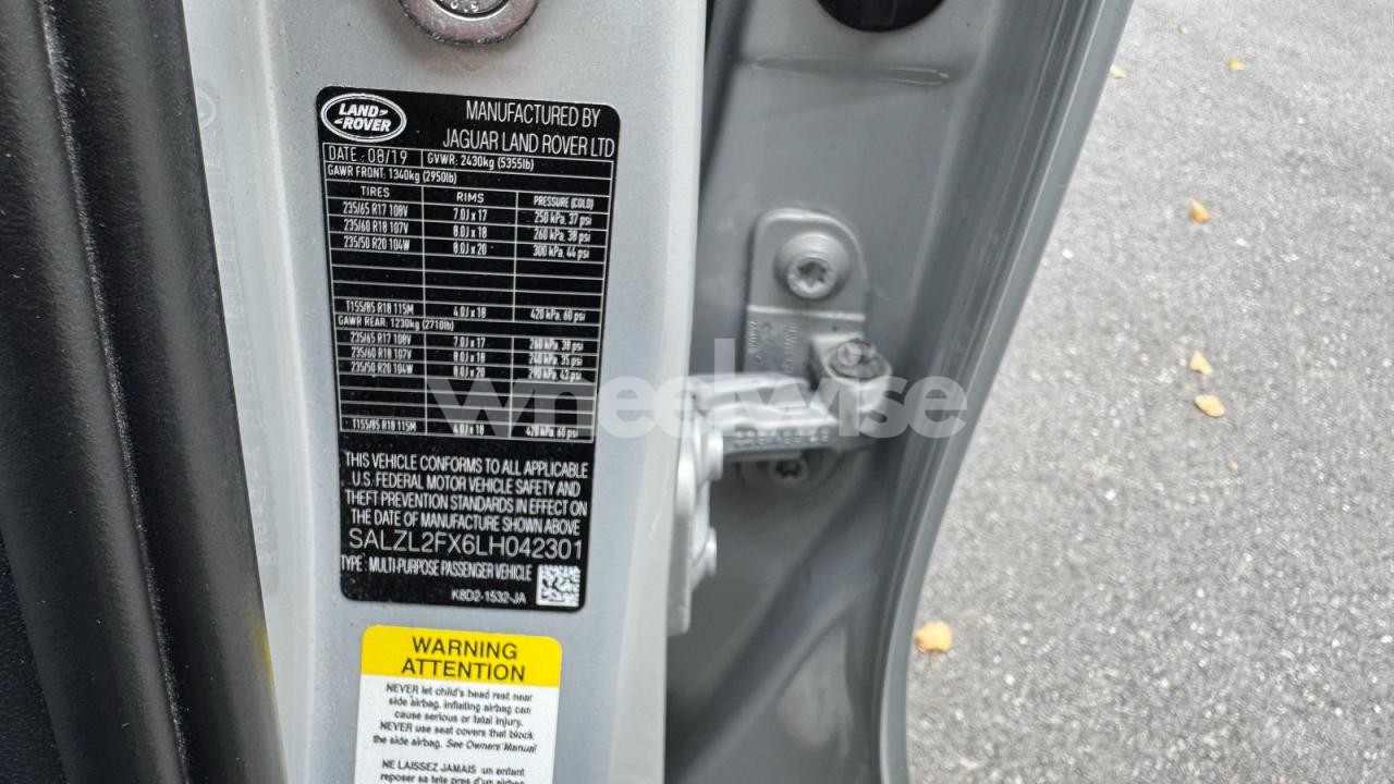 Photo 10 of 2020 LAND ROVER RANGE ROVER EVOQUE FIRST EDITION N/A (VIN SALZL2FX6LH042301)