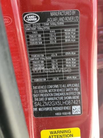 Photo 2 of 2020 LAND ROVER RANGE ROVER EVOQUE HSE (VIN SALZM2GX5LH087421)