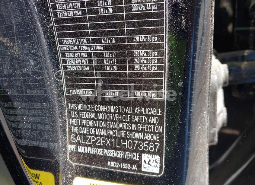 Photo 9 of 2020 Land Rover RANGE ROVER EVOQUE SE (VIN SALZP2FX1LH073587)