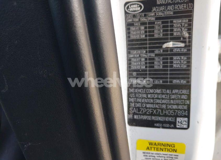 Photo 9 of 2020 Land Rover RANGE ROVER EVOQUE SE (VIN SALZP2FX7LH057894)