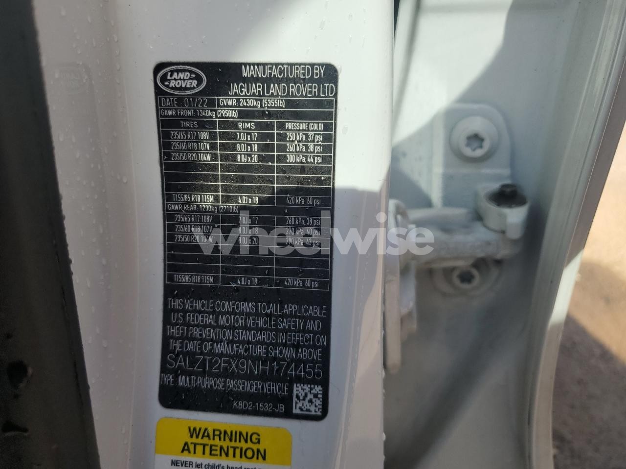 Photo 12 of 2022 LAND ROVER RANGE ROVER EVOQUE R-DYNAMIC S N/A (VIN SALZT2FX9NH174455)