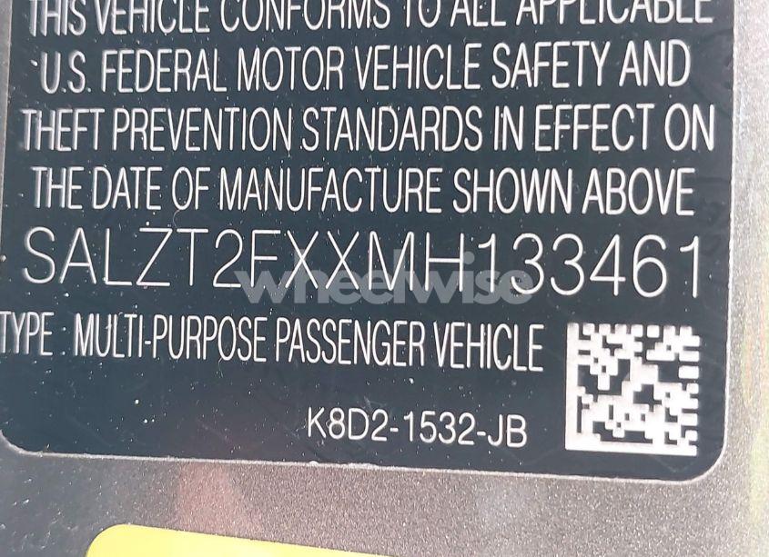 Photo 9 of 2021 Land Rover RANGE ROVER EVOQUE R-DYNAMIC S (VIN SALZT2FXXMH133461)