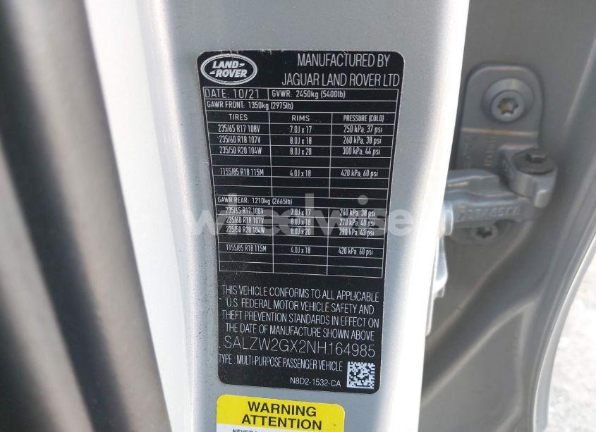 Photo 9 of 2022 Land Rover RANGE ROVER EVOQUE R-DYNAMIC HST (VIN SALZW2GX2NH164985)