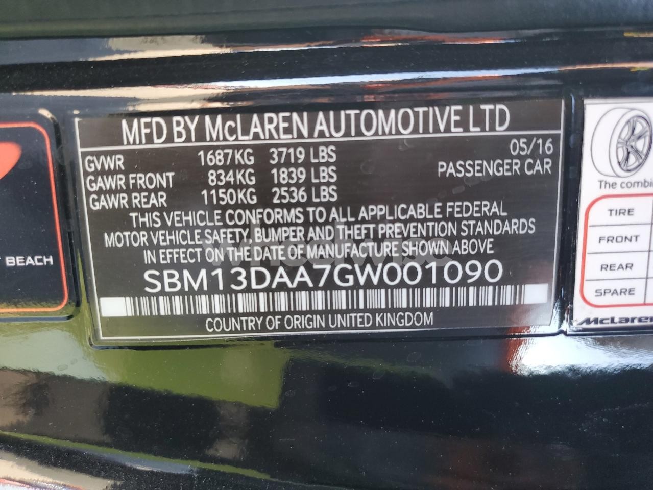 Photo 13 of 2016 MCLAREN AUTOMOTIVE 570S (VIN SBM13DAA7GW001090)