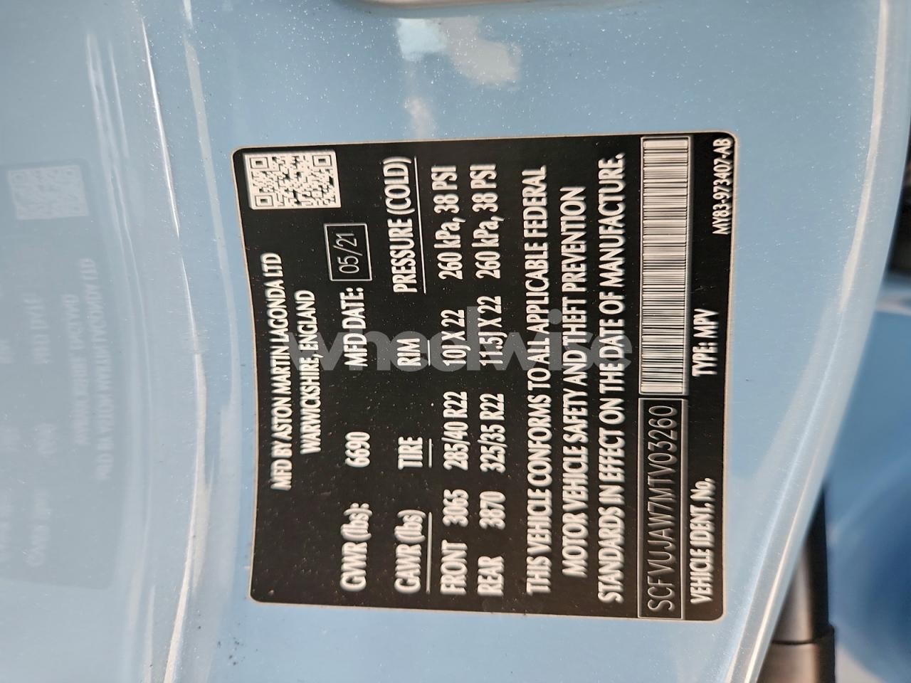 Photo 13 of 2021 ASTON MARTIN DBX (VIN SCFVUJAW7MTV03260)