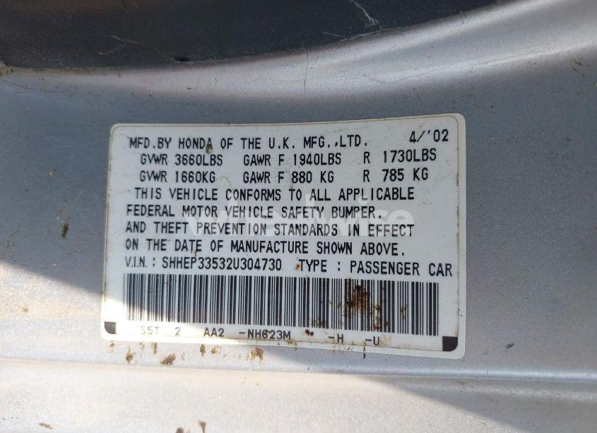Photo 9 of 2002 Honda Civic SI (VIN SHHEP33532U304730)