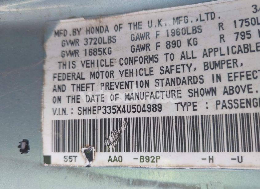 Photo 9 of 2004 Honda Civic SI (VIN SHHEP335X4U504989)