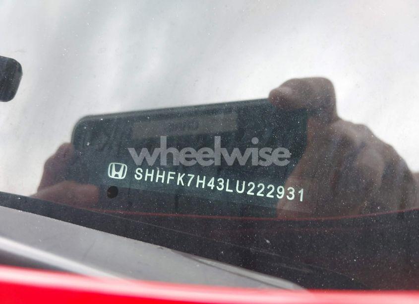 Photo 9 of 2020 Honda Civic SPORT (VIN SHHFK7H43LU222931)