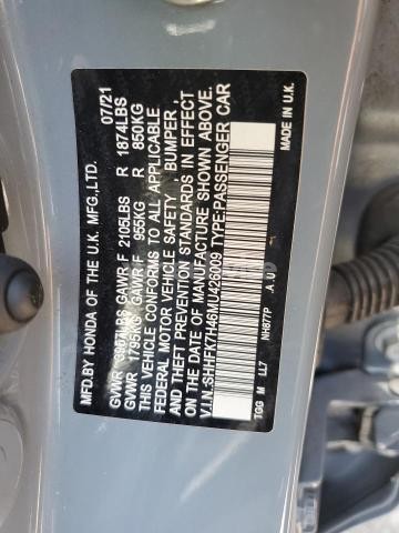 Photo 10 of 2021 HONDA CIVIC SPORT (VIN SHHFK7H46MU426009)