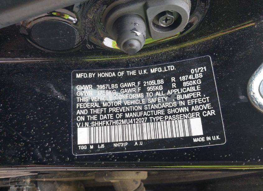 Photo 9 of 2021 Honda Civic EX (VIN SHHFK7H62MU412027)