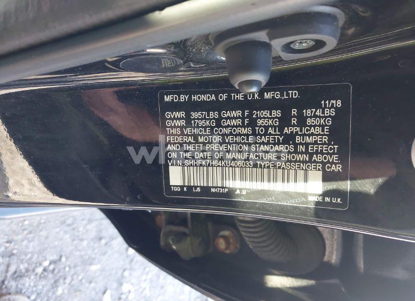 Photo 9 of 2019 Honda Civic EX (VIN SHHFK7H64KU406033)