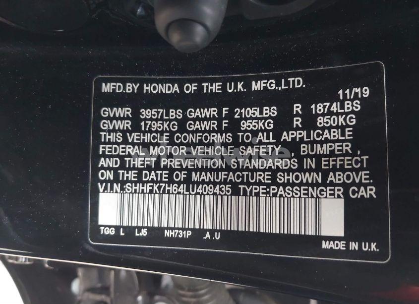 Photo 9 of 2020 Honda Civic EX (VIN SHHFK7H64LU409435)