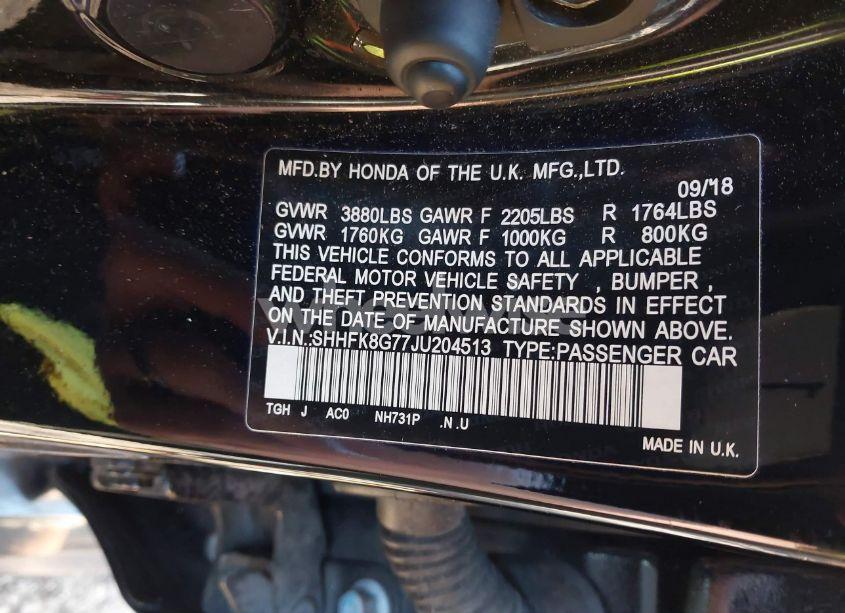 Photo 9 of 2018 Honda Civic TYPE R TOURING (VIN SHHFK8G77JU204513)