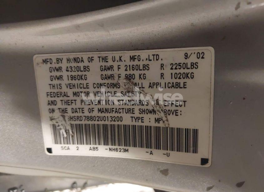 Photo 9 of 2002 Honda Cr-v EX (VIN SHSRD78802U013200)